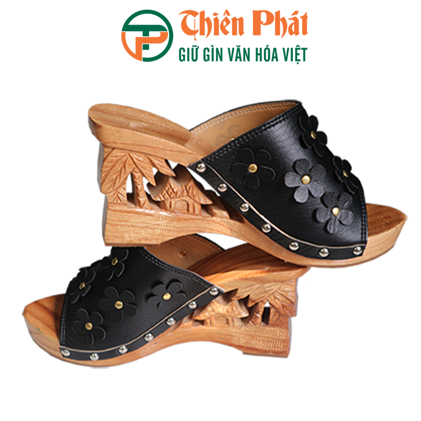 guốc gỗ làng quê Việt cao 9cm làm từ gỗ xoan